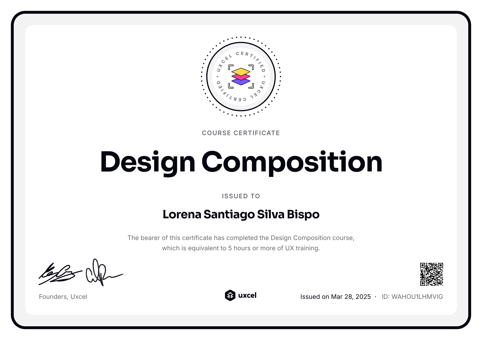 Lorena Santiago Silva Bispo's certificate